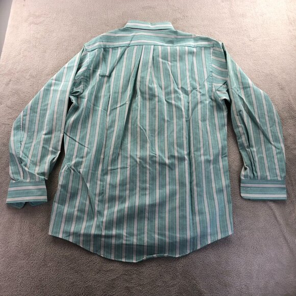Arrow Dover Men Dress Shirt Size 15.5 Neck Green Pinstriped Button Down Workwear - Picture 8 of 8